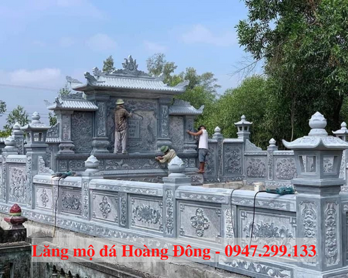 Lăng mộ đá xanh đen hoa văn chạm khắc tinh tế 