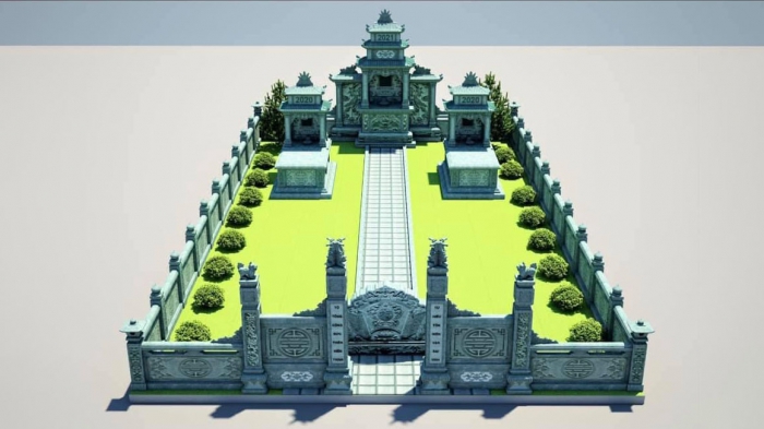 Mẫu bản vẽ thiết kế phối cảnh 3D dành cho khu lăng mộ 