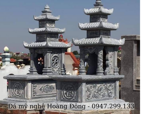 Mẫu lăng mộ đá ba mái do Đá mỹ nghệ Hoàng Đông trực tiếp thi công 