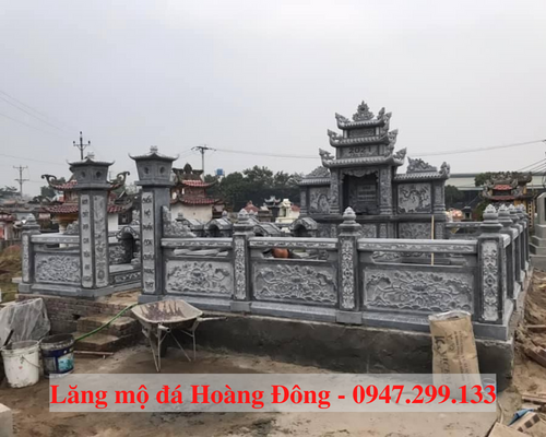 Mẫu lăng mộ xây dựng hoàn toàn bằng đá xanh đen tự nhiên 