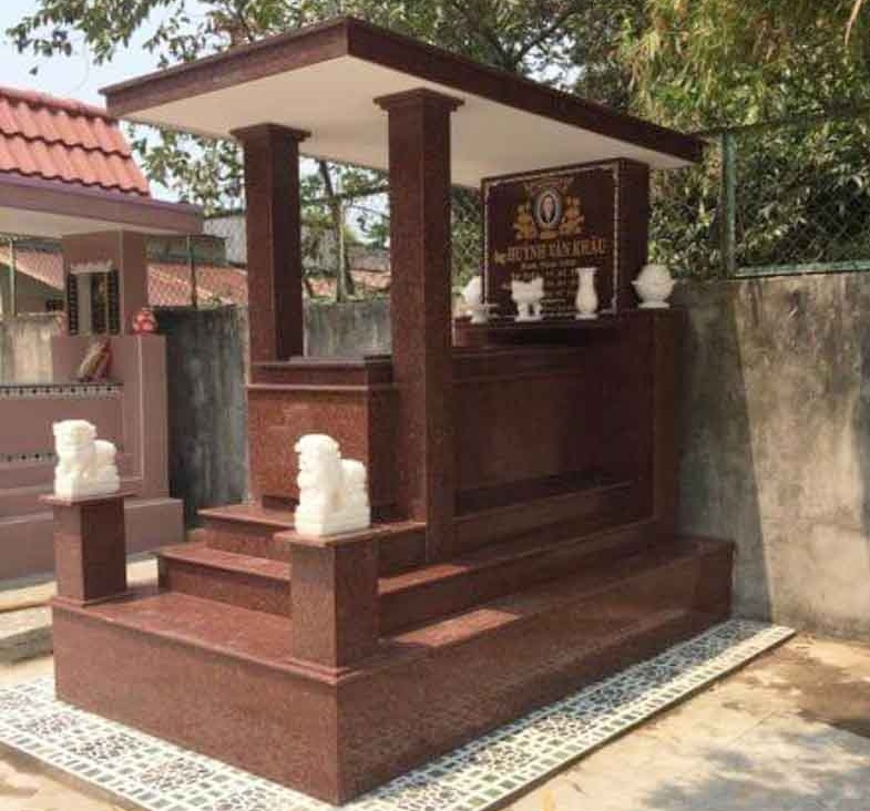 Mẫu mộ ốp đá granite màu đỏ 