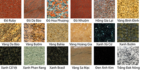 Màu sắc đa dạng của đá granite 